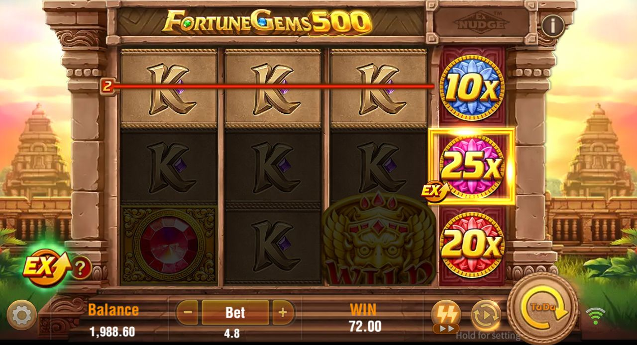 Spin 92 with a final payout of 72.00, a 25× multiplier and three winning K lines