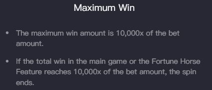 Current Help specifying the maximum win of 10000 times the bet and the condition ending the spin
