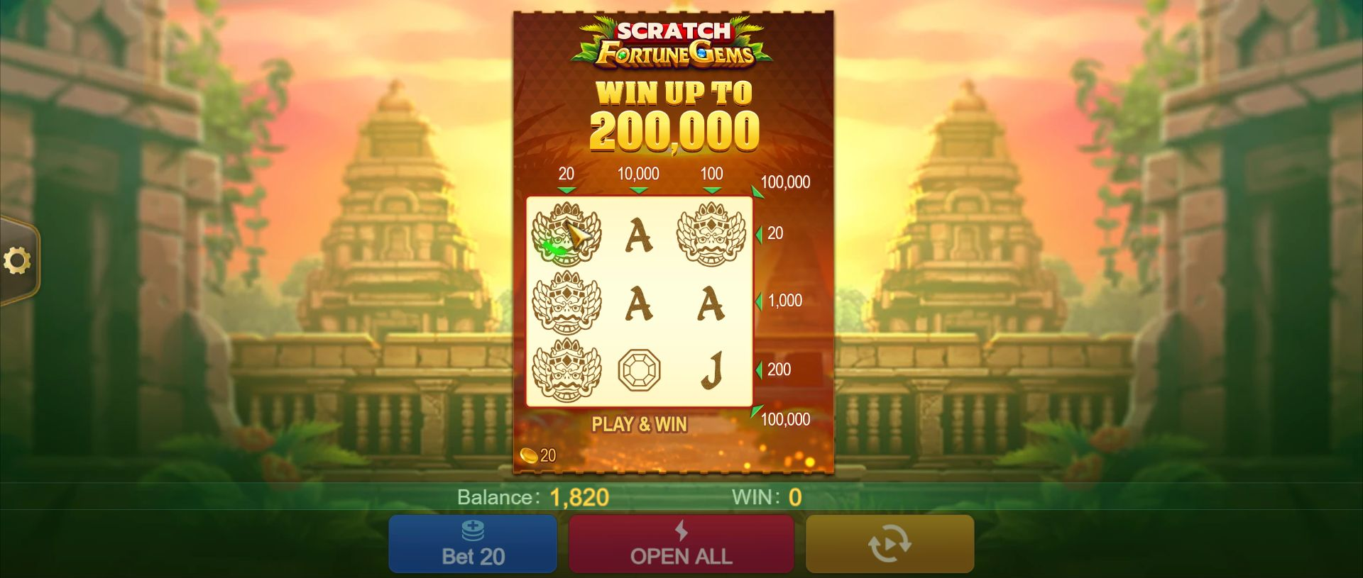 Card 9 revealed with three masks in the left column before payout