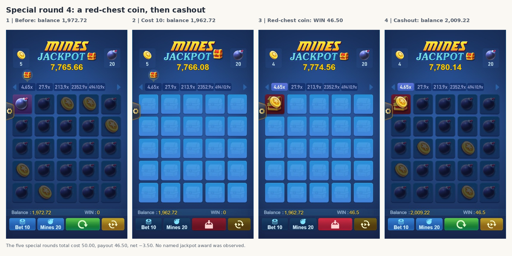 Separate special round four before the stake, at a red chest coin and after final cashout Separate special round four before the stake, at a red chest coin and after final cashout