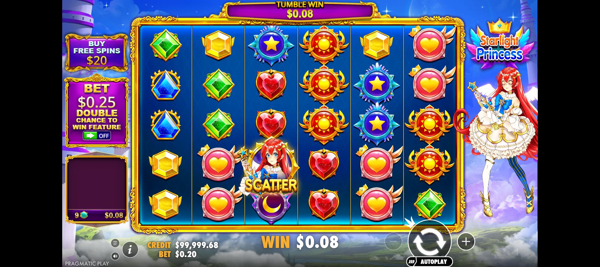 Recorded spin 2 with a nine-turquoise award of eight cents in the left list and final wallet of 99999.68 dollars