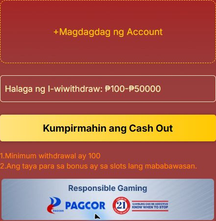GPerya withdrawal screen showing the ₱100–₱50,000 range, ₱100 minimum and slots-only bonus-turnover note