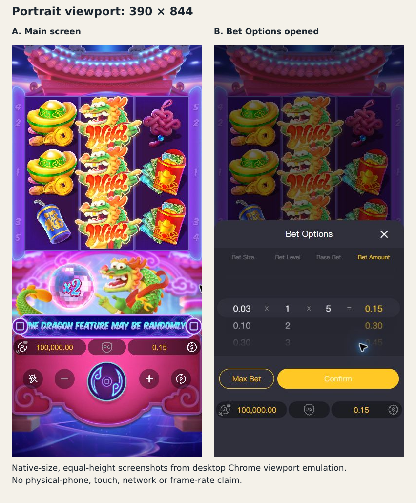 390 by 844 portrait main screen and opened Bet Options at equal native height
