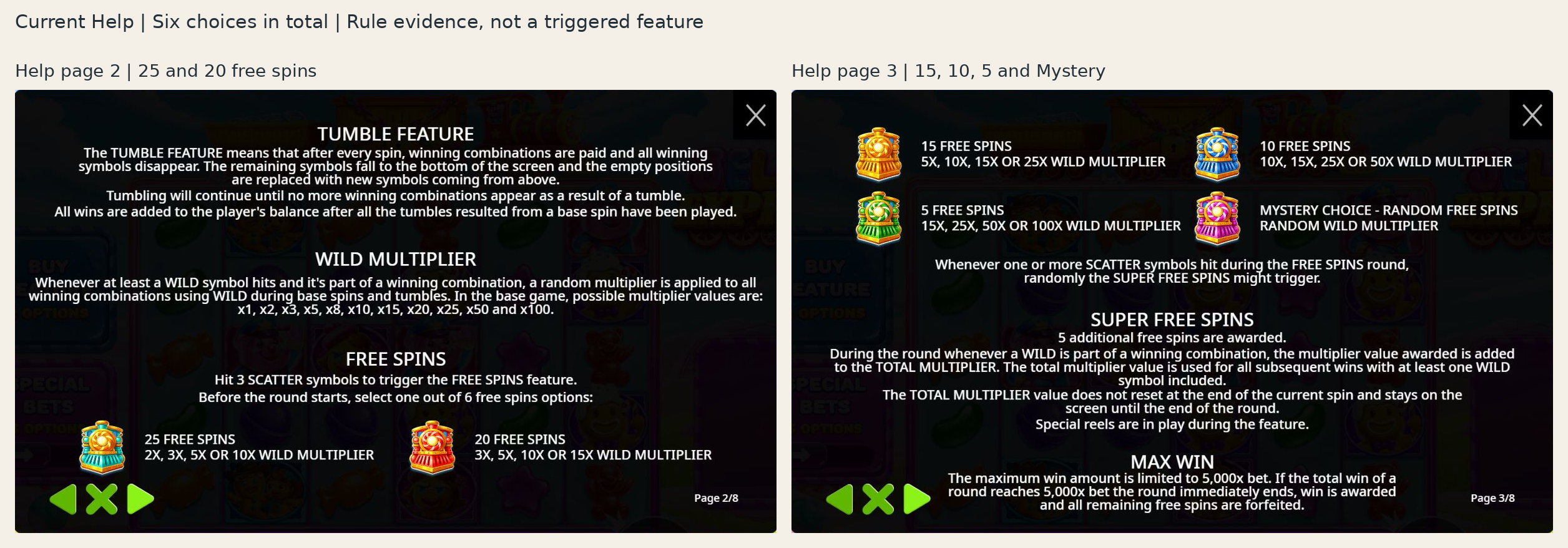 The captured Help explicitly supplies five fixed packages plus Mystery, six choices altogether.