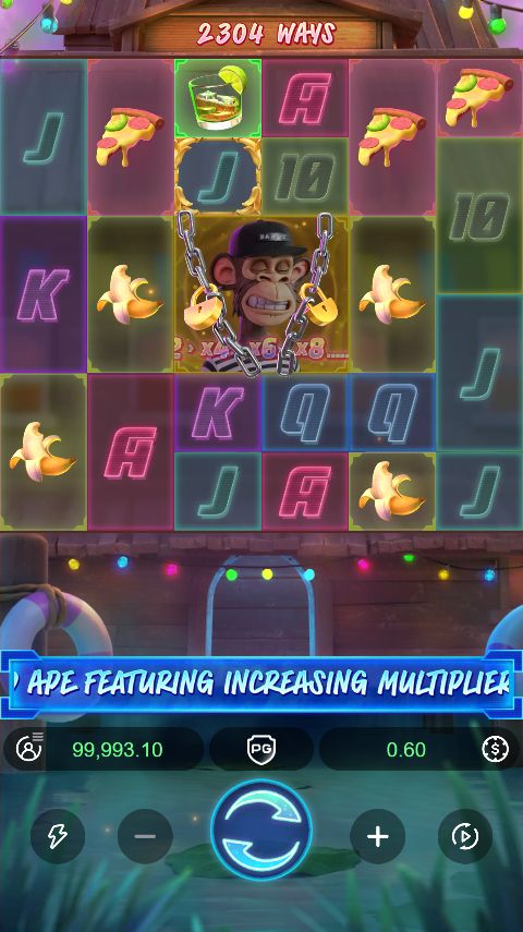 Actual pre-spin screen with two chained locks over the central ape
