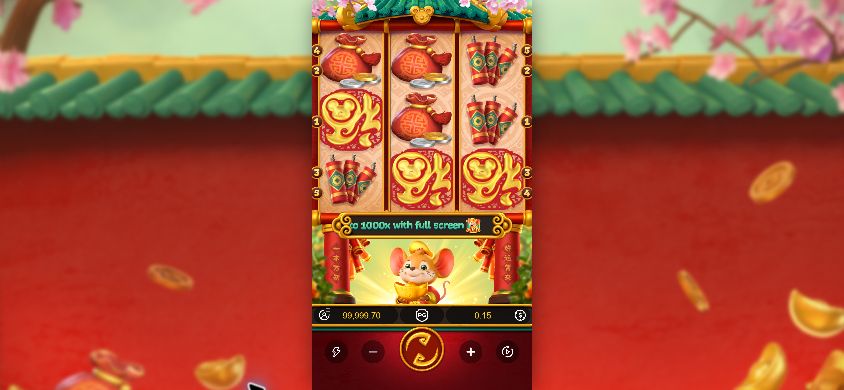 Fortune Mouse at an 844 by 390 landscape desktop-simulated viewport, retaining a narrow central portrait stage