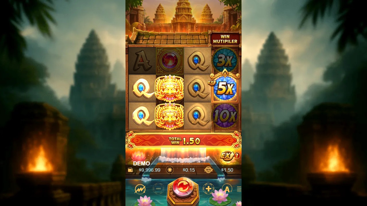 EX Super Gems 2 three-Q-line result with central 5x and 1.50 payout
