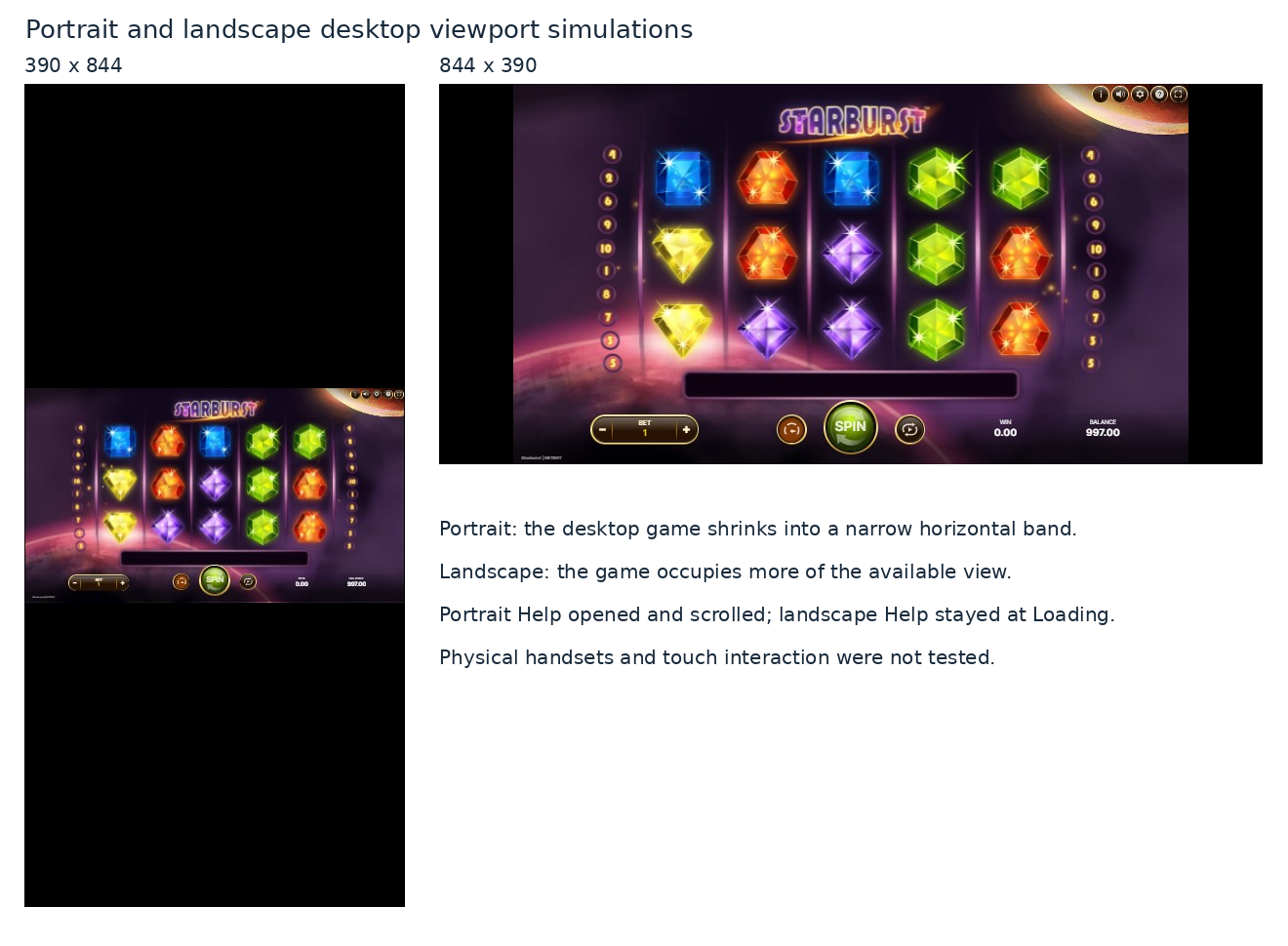 Actual portrait and landscape desktop viewport simulations of Starburst