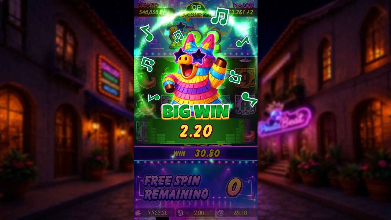 Big Win animation at 2.20 while the stage win reads 30.80 and the bottom cumulative win reads 65.10. Big Win animation at 2.20 while the stage win reads 30.80 and the bottom cumulative win reads 65.10.