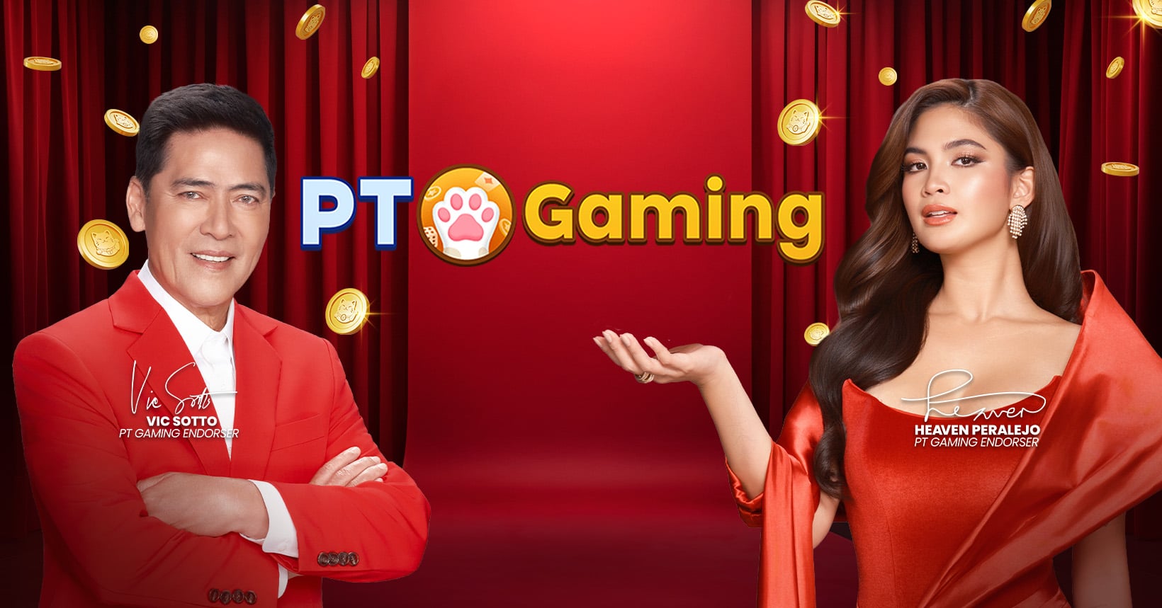 Vic Sotto and Heaven Peralejo in PT Gaming’s official ambassador image