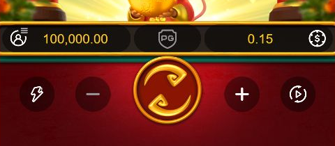 Actual Fortune Mouse footer after confirmation showing bet 0.15 and the game controls