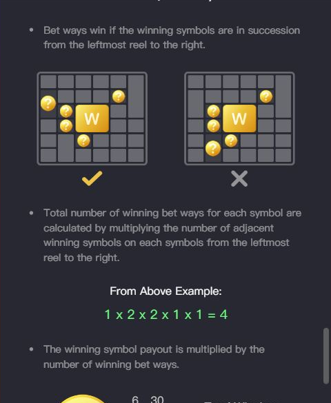 Current in-game Paytable example contrasting a valid left-starting combination with one missing the first reel