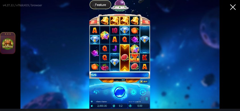 844 by 390 desktop viewport simulation with a narrow Fruity Bonanza Combo game area