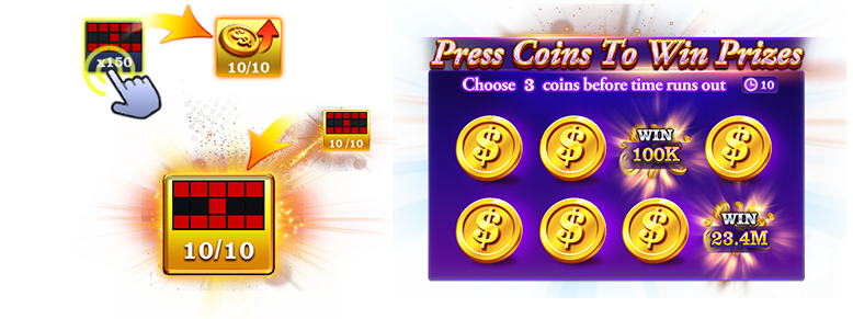 Collection Help showing progress completion and the coin-selection prize draw