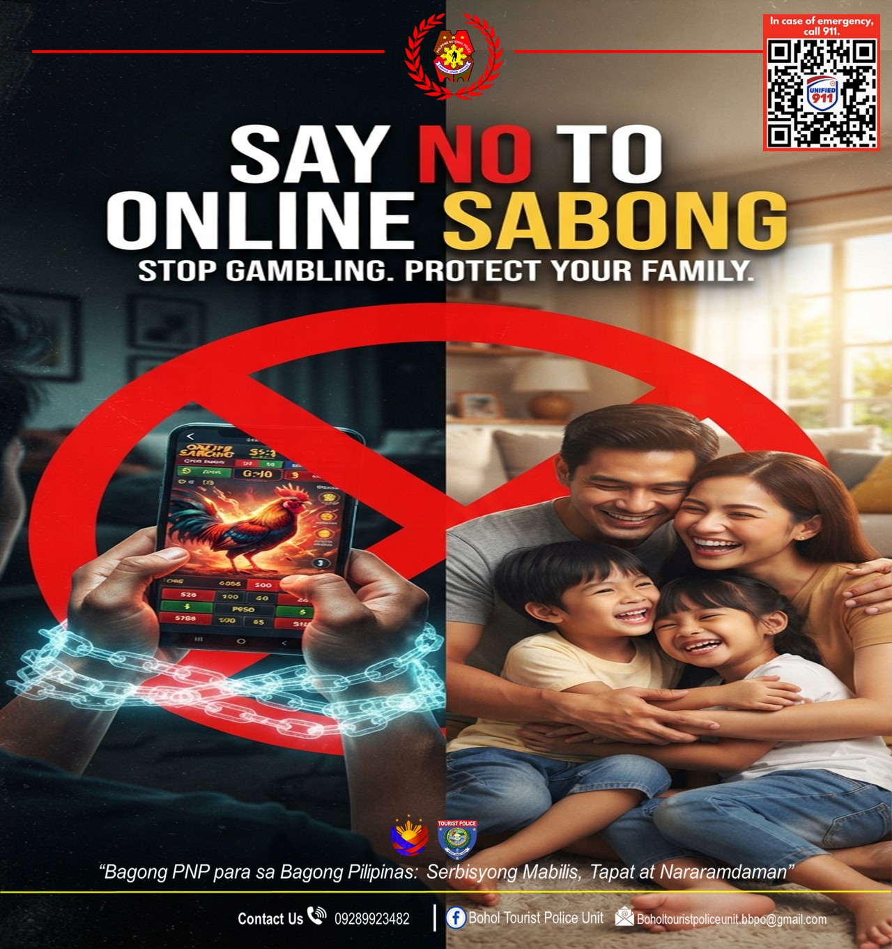 A campaign image against illegal cockfighting issued by a local Philippine police unit