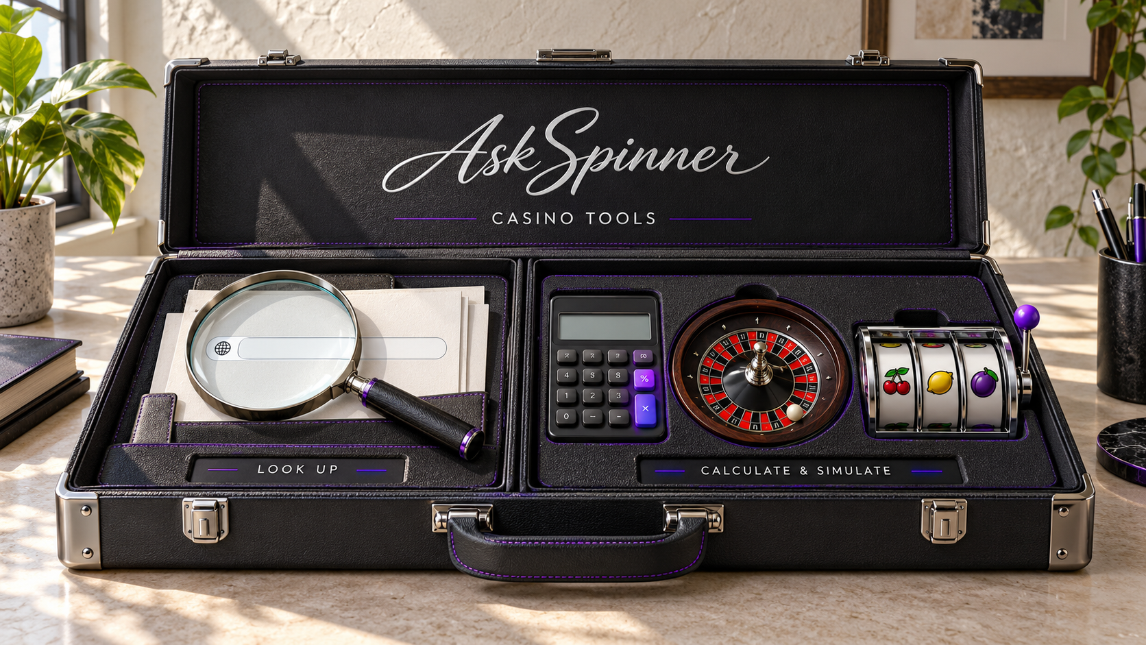 AskSpinner casino tools case with a domain license checker, wagering calculator, roulette wheel simulator, and slot machine simulator for Philippine players. AskSpinner casino tools case with a domain license checker, wagering calculator, roulette wheel simulator, and slot machine simulator for Philippine players.