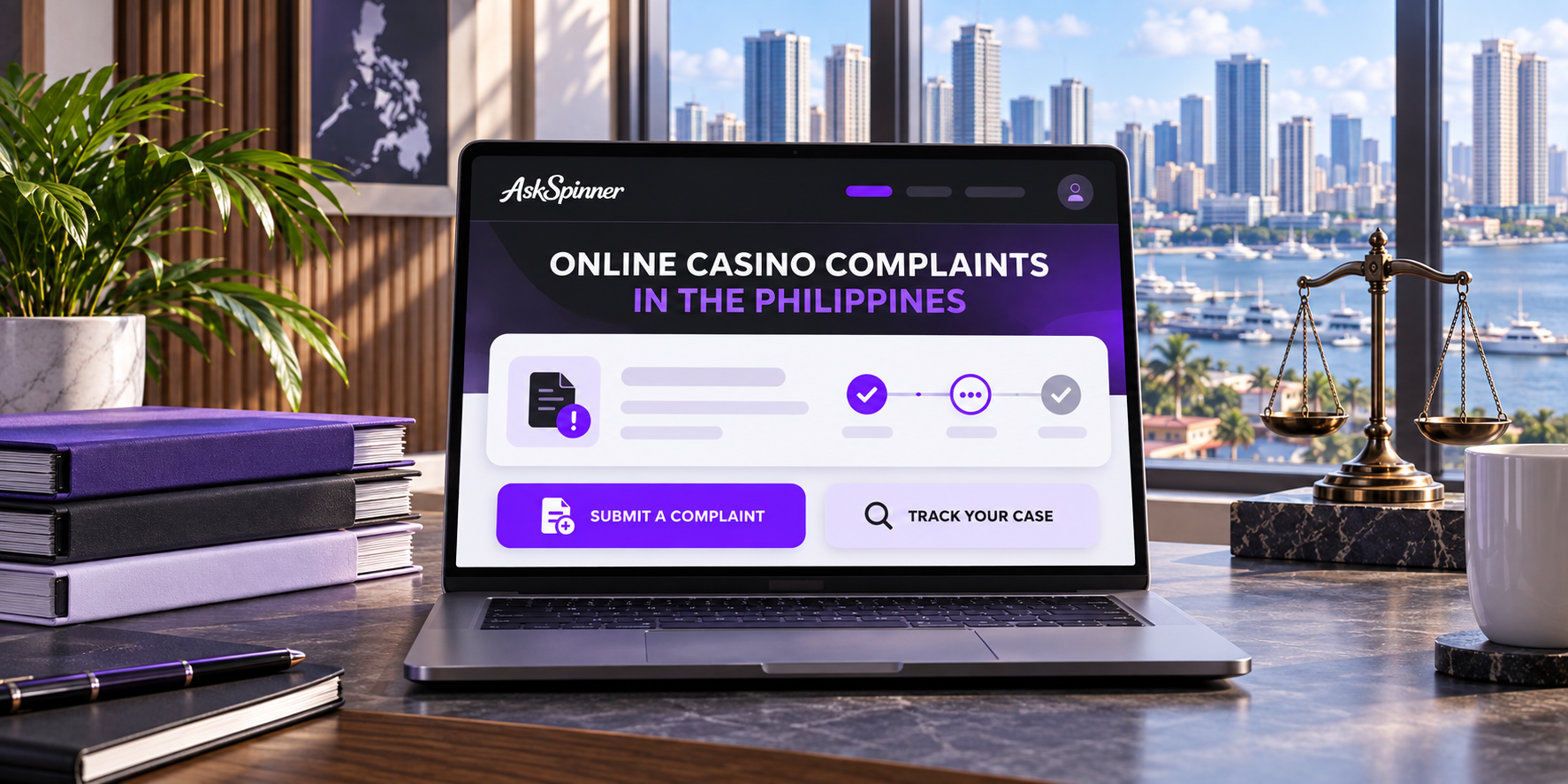 An online casino complaint form and case tracking screen.