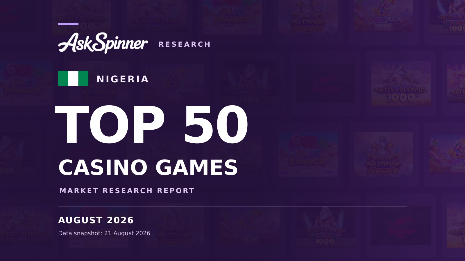 AskSpinner Nigeria Top 50 casino games market research report, August 2026. AskSpinner Nigeria Top 50 casino games market research report, August 2026.