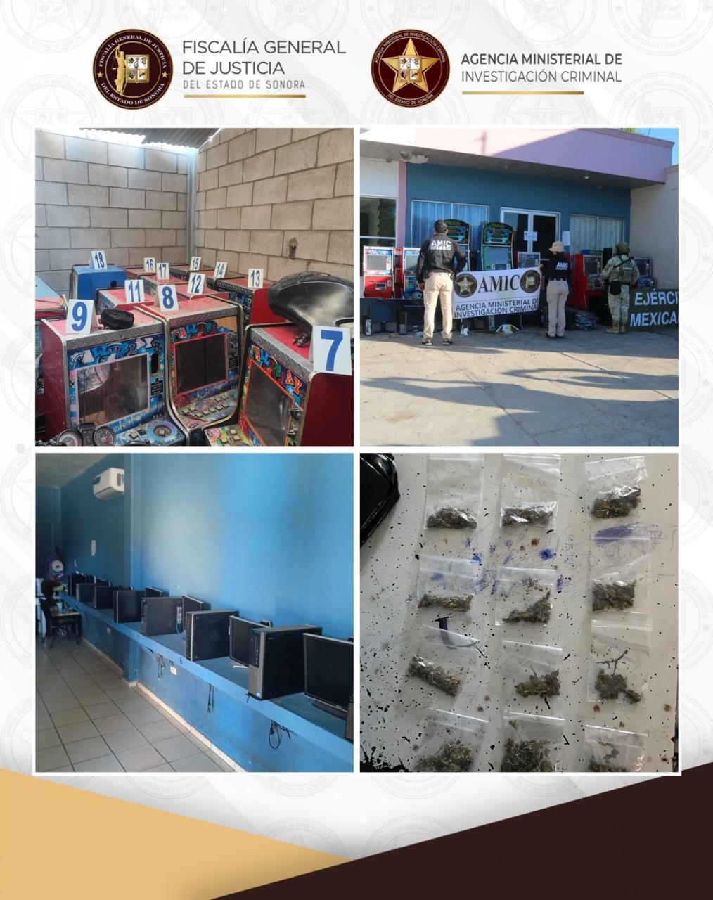 Gambling machines seized in Sonoyta, Sonora, pictured by El Mitotero