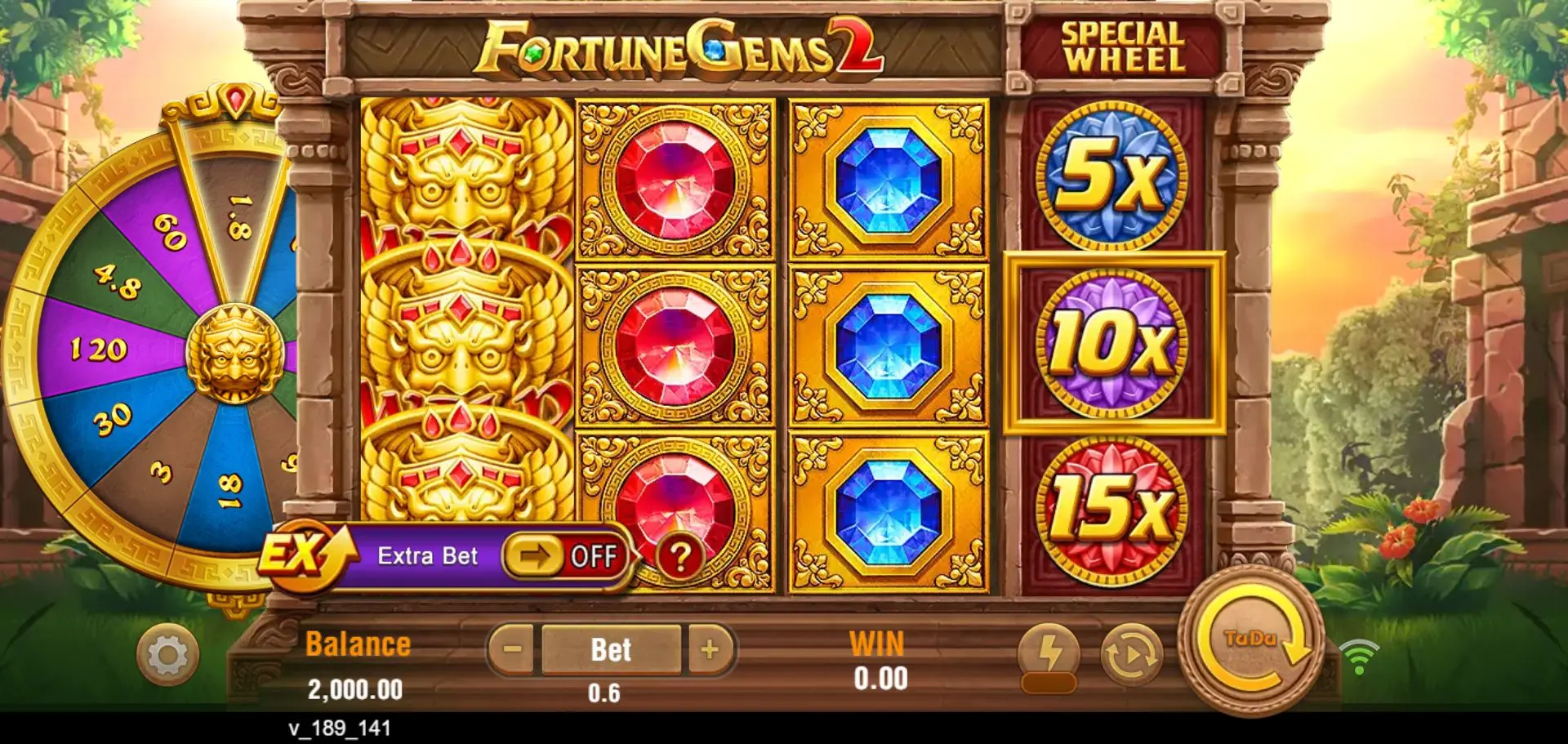 Fortune Gems 2 demo starting screen