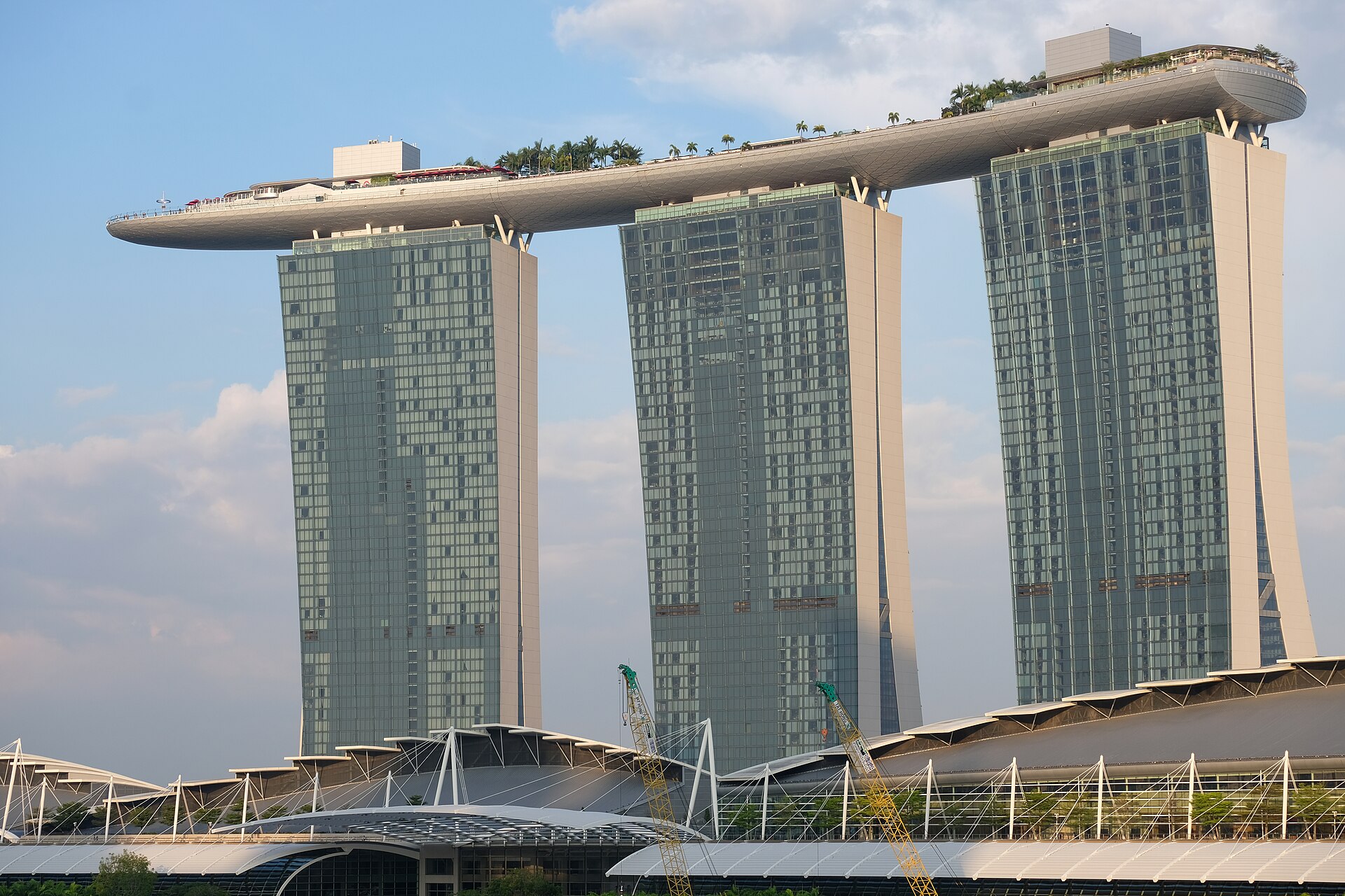 Marina Bay Sands' three hotel towers in Singapore by day