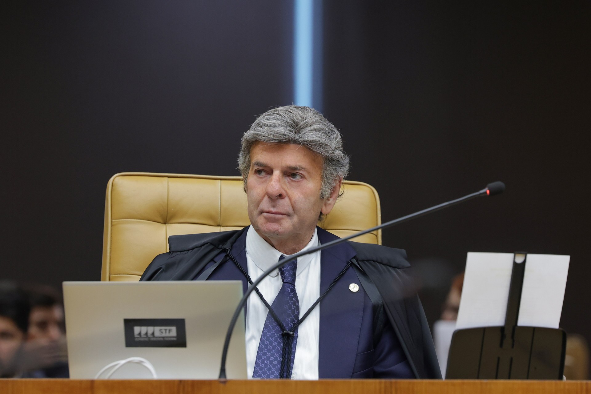 Justice Luiz Fux at the bench of Brazil's Supreme Federal Court in Brasília