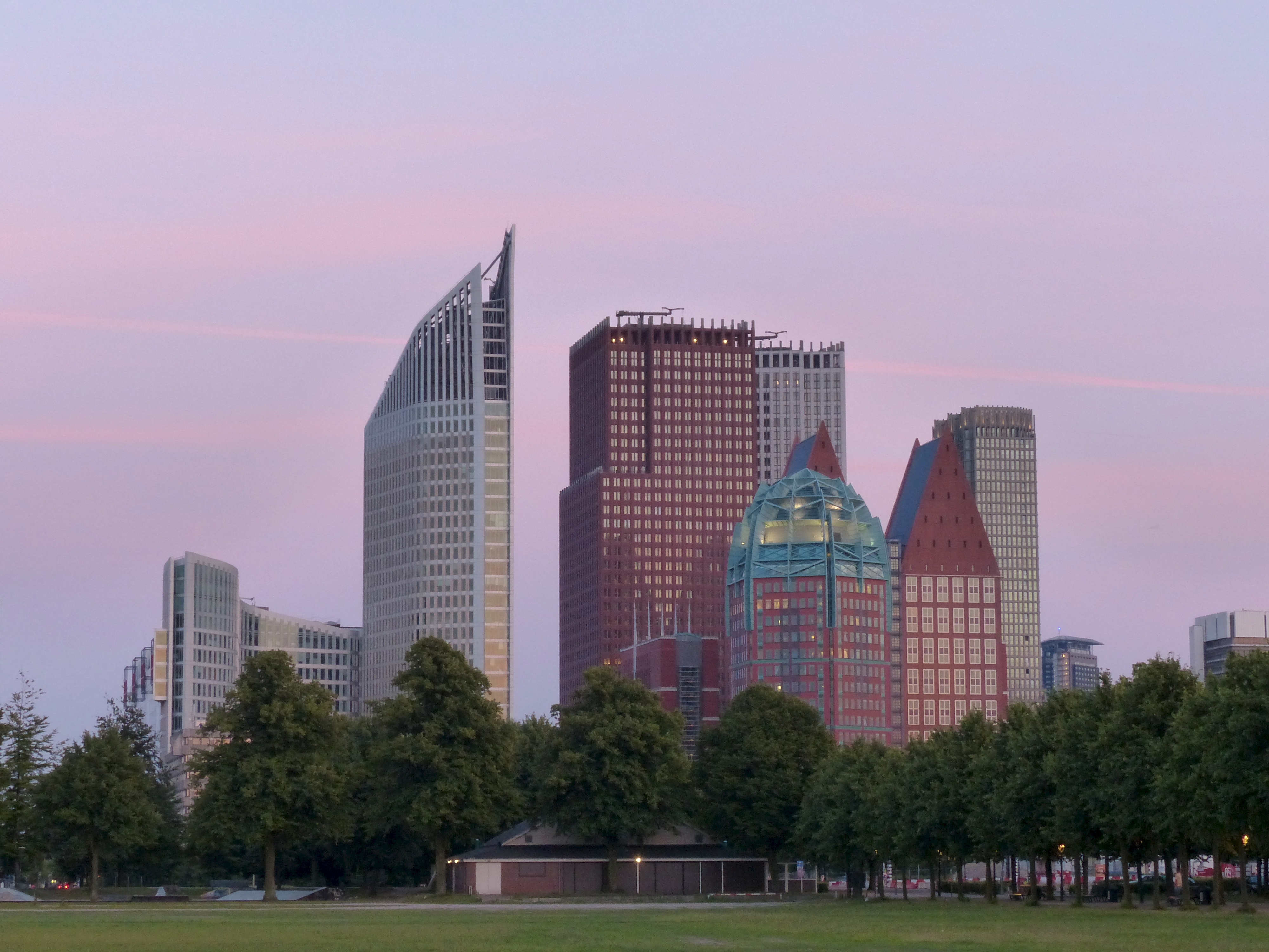 The Hague skyline in the evening, July 2013